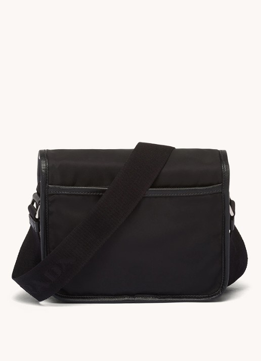 Prada Re-Nylon crossbodytas met leren details - detail 4 zwart