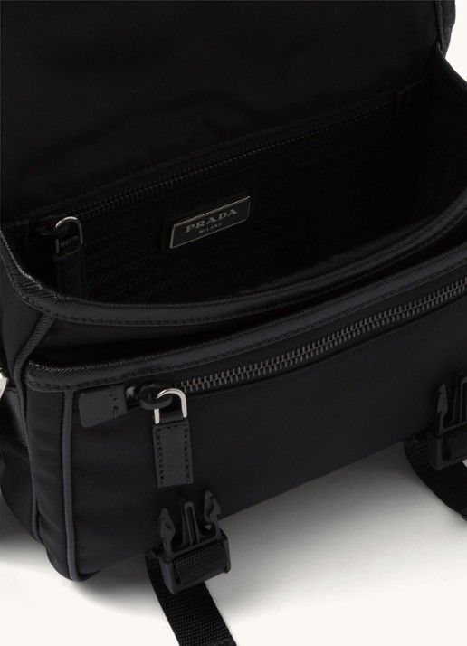 Prada Re-Nylon crossbodytas met leren details - detail 5 zwart