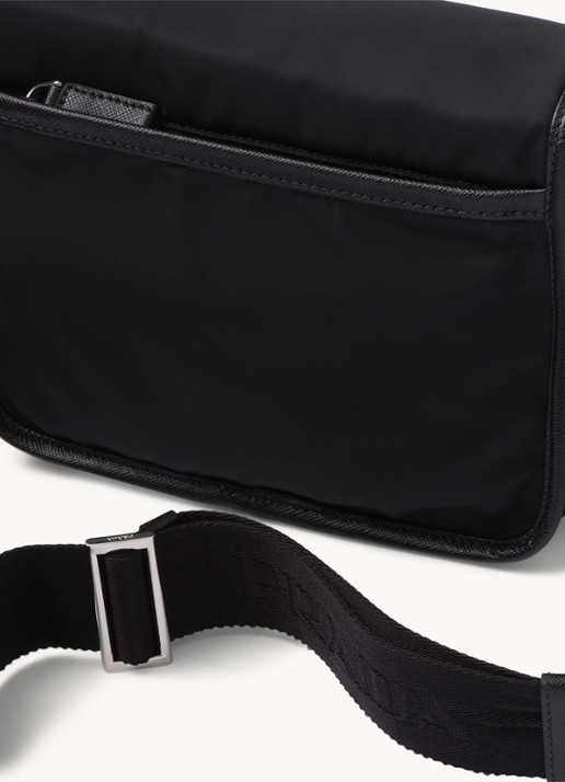 Prada Re-Nylon crossbodytas met leren details - detail 7 zwart