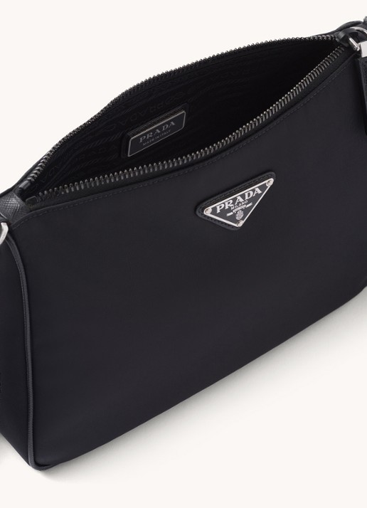Prada Re-Nylon crossbodytas met leren details - detail 5 zwart