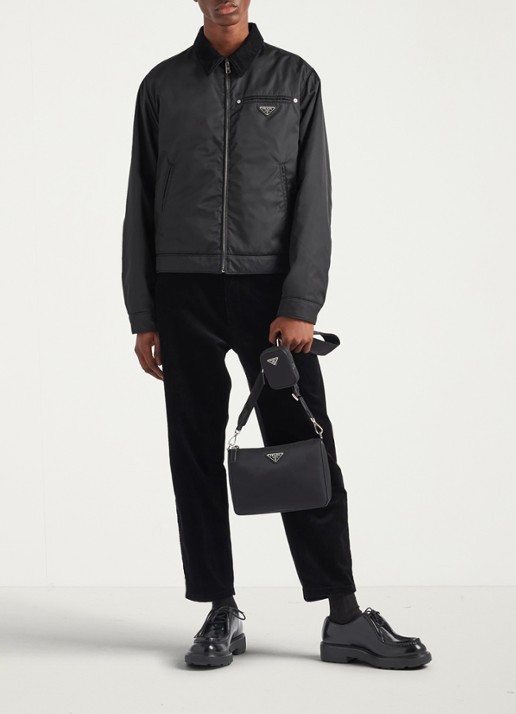 Prada Re-Nylon crossbodytas met leren details - voorkant 2 zwart