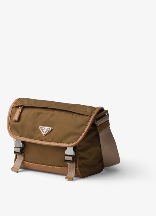 Prada Re-Nylon crossbodytas met leren details - achterkant 3 bruin