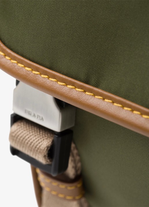 Prada Re-Nylon crossbodytas met leren details - detail 2 legergroen