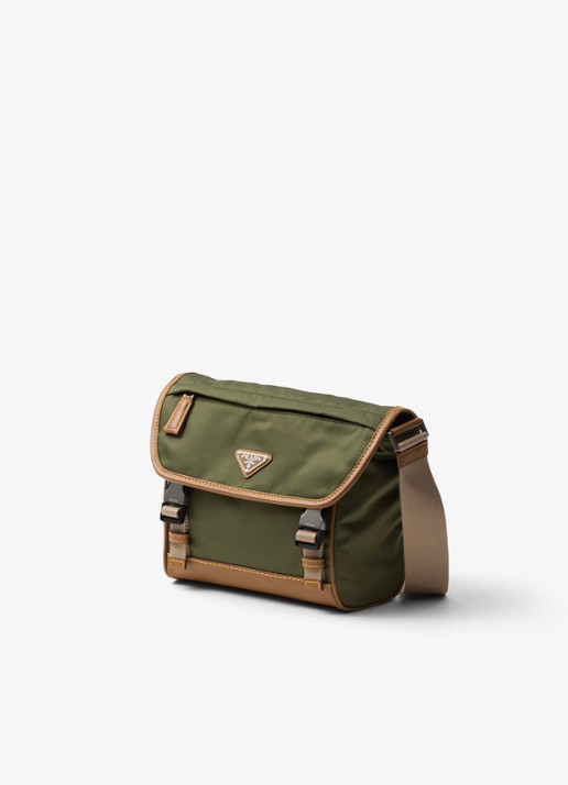 Prada Re-Nylon crossbodytas met leren details - voorkant 5 legergroen