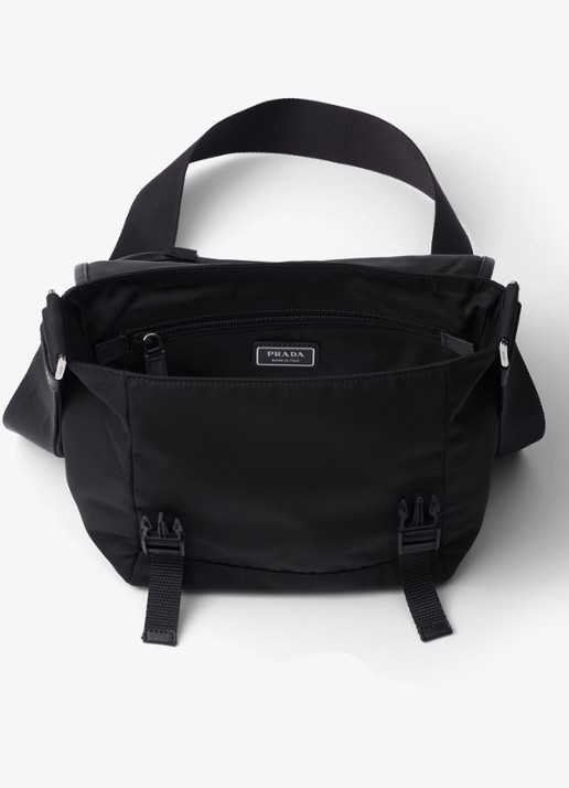 Prada Re-Nylon crossbodytas met leren details - detail 3 zwart