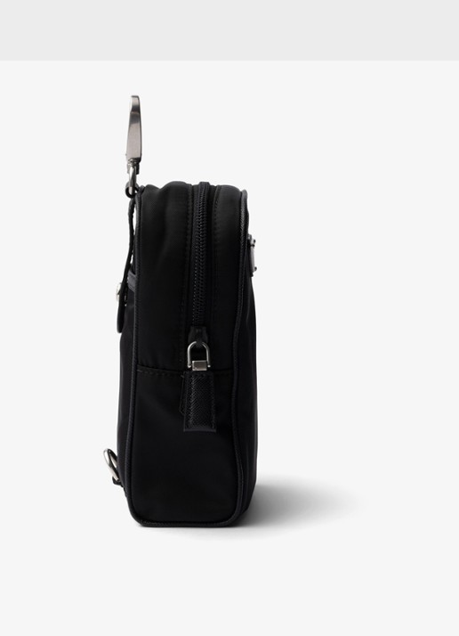 Prada Re-Nylon crossbodytas met leren details - detail 3 zwart