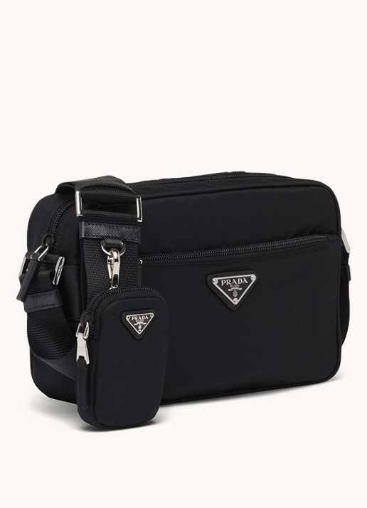 Prada Re-Nylon crossbodytas met logo - achterkant zwart