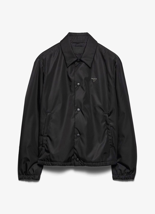 Prada Re-Nylon gewatteerd jack met ritszakken - voorkant zwart