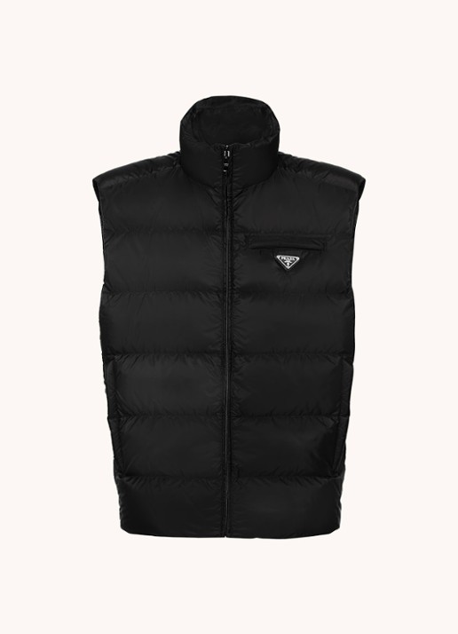 Prada Re-Nylon gewatteerde bodywarmer met donsvulling - voorkant 3 zwart