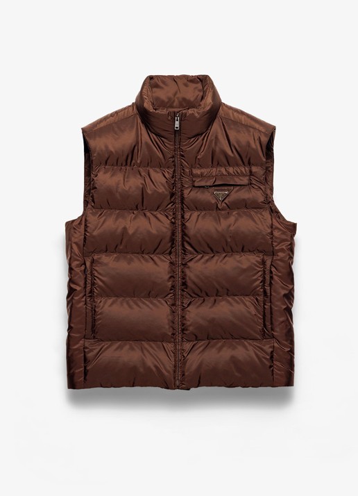 Prada Re-Nylon gewatteerde bodywarmer met donsvulling - voorkant 5 bruin