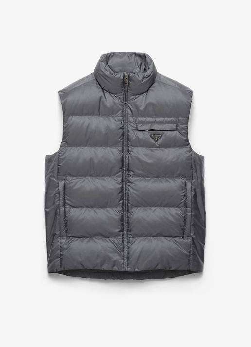 Prada Re-Nylon gewatteerde bodywarmer met donsvulling - voorkant 4 grijs