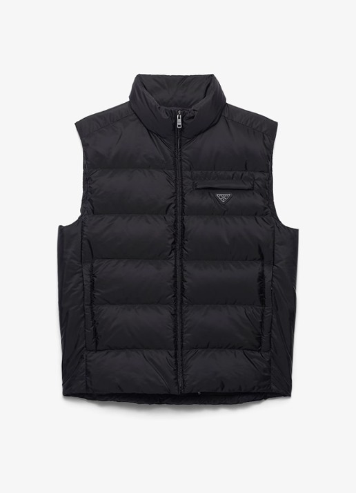 Prada Re-Nylon gewatteerde bodywarmer met donsvulling - voorkant 4 diepzwart
