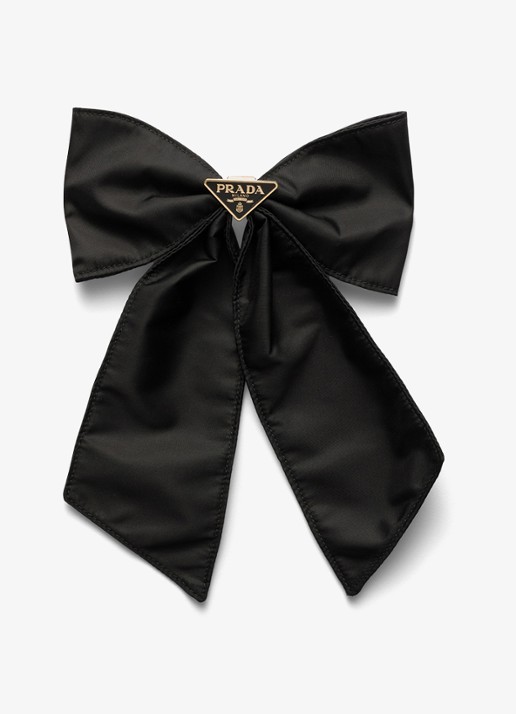 Prada Re-Nylon haarclip met logo - voorkant diepzwart
