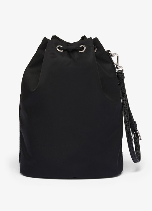 Prada Re-Nylon handtas met leren details en logo - achterkant zwart