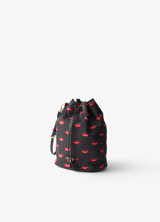 Prada Re-Nylon handtas met leren details - voorkant 3 zwart