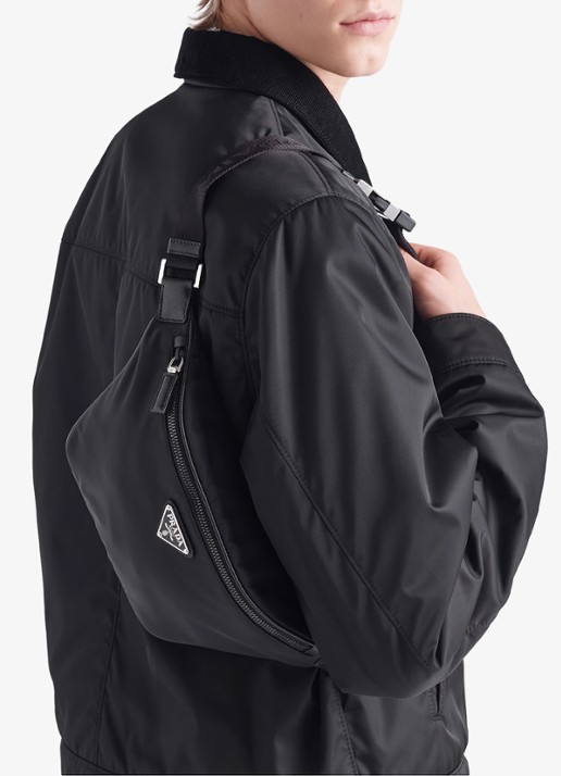 Prada Re-Nylon heuptas met leren details - detail 3 zwart