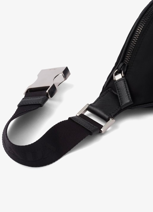 Prada Re-Nylon heuptas met leren details - detail 4 zwart