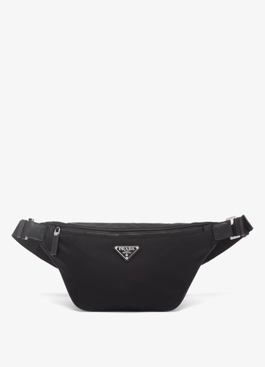 Prada Re-Nylon heuptas met leren details - voorkant zwart