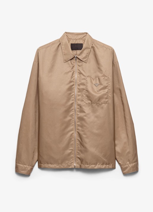 Prada Re-Nylon jack met borstzak - voorkant beige