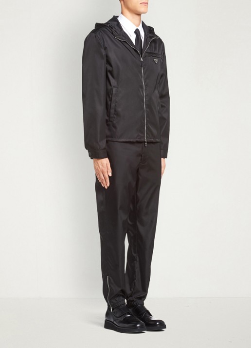 Prada Re-Nylon jack met capuchon en ritszakken - voorkant 2 zwart