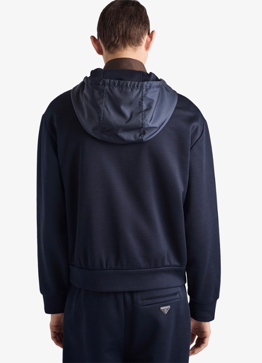 Prada Re-Nylon jack met capuchon en steekzakken - achterkant 5 donkerblauw