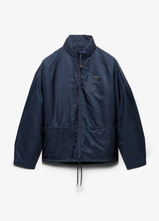 Prada Re-Nylon jack met opbergbare capuchon - voorkant blauw