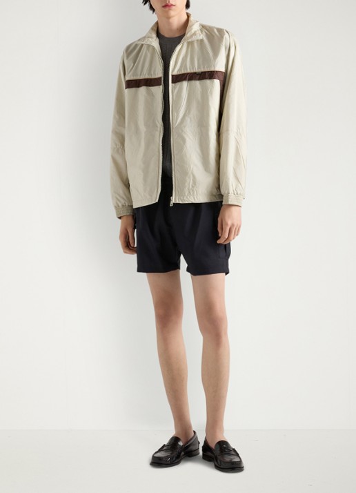 Prada Re-Nylon jack met steekzakken - voorkant 3 gebroken wit