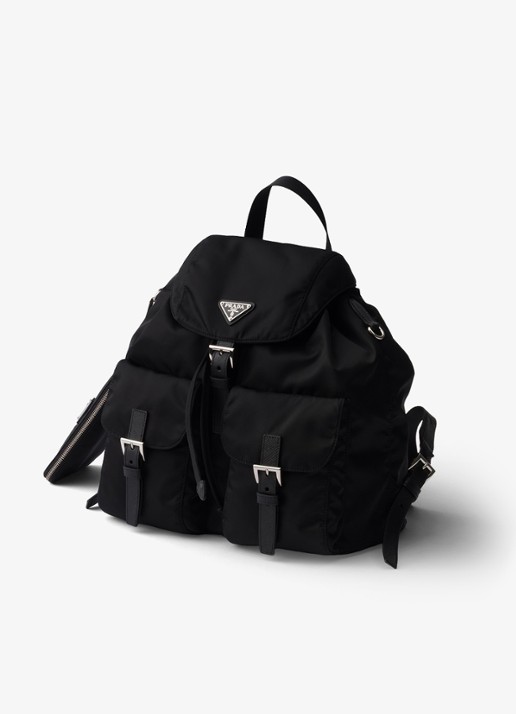 Prada Re-Nylon Medium rugzak met leren details - voorkant 6 zwart