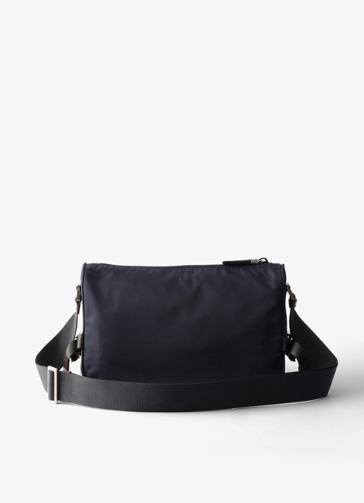 Prada Re-Nylon Medium schoudertas met leren details - achterkant 3 donkerblauw