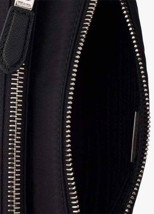 Prada Re-Nylon Mini schoudertas met leren details - detail 3 zwart