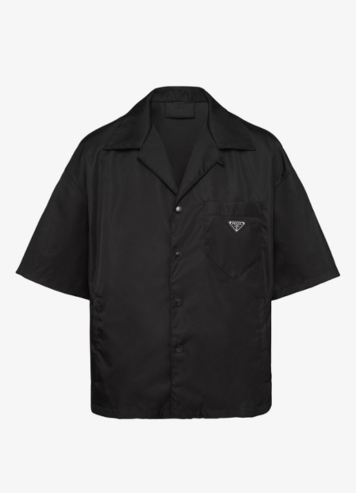 Prada Re-Nylon oversized fit overhemd met borstzak - voorkant 2 zwart