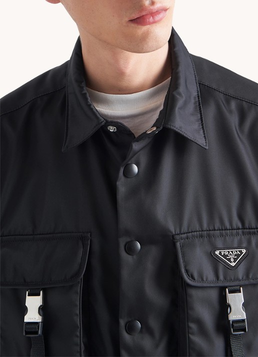Prada Re-Nylon oversized fit overshirt met borstzakken - achterkant 6 zwart