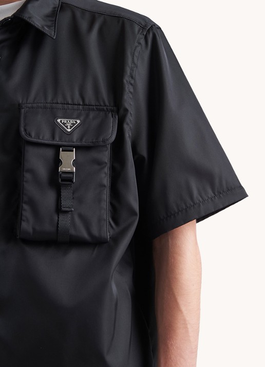 Prada Re-Nylon oversized fit overshirt met borstzakken - detail 3 zwart