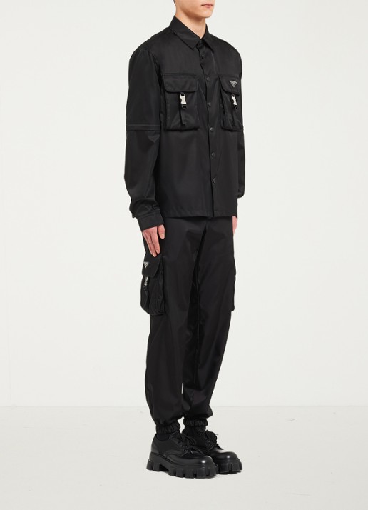 Prada Re-Nylon oversized fit overshirt met borstzakken - voorkant 5 zwart
