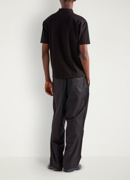 Prada Re-Nylon oversized fit polo van piqué katoen met halve rits - achterkant 5 zwart