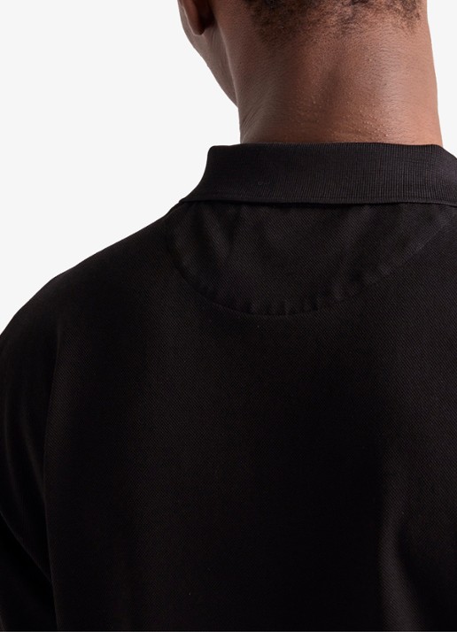 Prada Re-Nylon oversized fit polo van piqué katoen met halve rits - detail 4 zwart