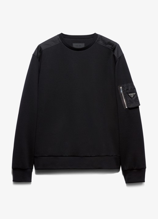 Prada Re-Nylon oversized sweater met ritszak - voorkant zwart