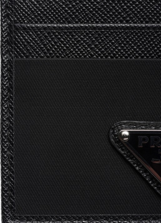 Prada Re-Nylon pasjeshouder met leren details - detail 2 zwart
