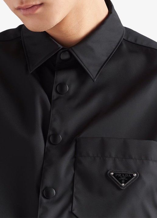 Prada Re-Nylon regular fit overhemd met logo - detail 3 zwart