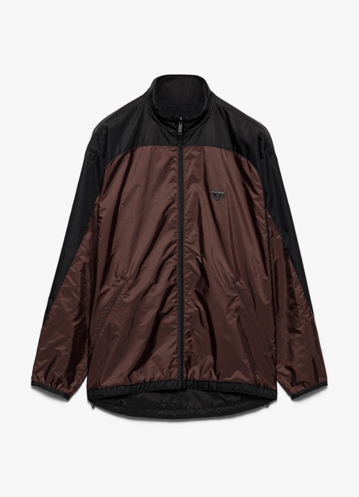 Prada Re-Nylon reversible jack met logo - voorkant 2 bruin
