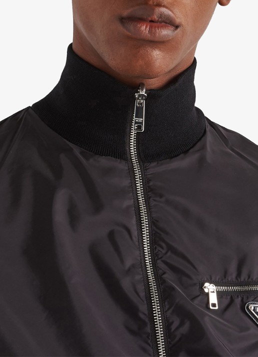 Prada Re-Nylon reversible vest in scheerwolblend - detail 5 zwart