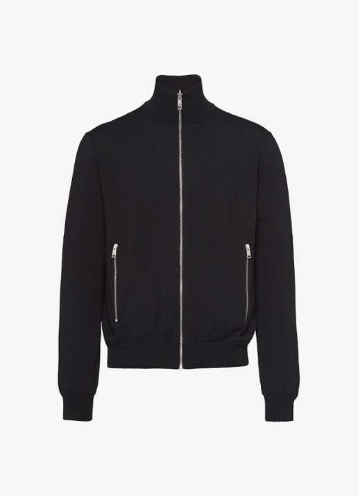 Prada Re-Nylon reversible vest in scheerwolblend - voorkant 2 zwart