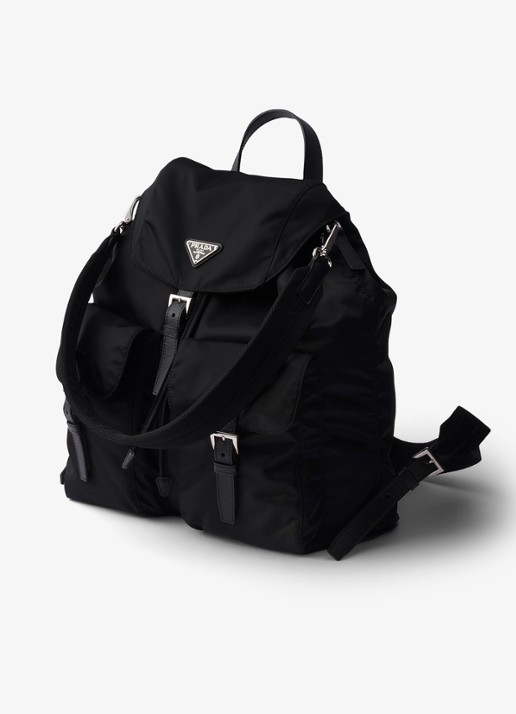 Prada Re-Nylon rugzak met leren details - voorkant 3 zwart
