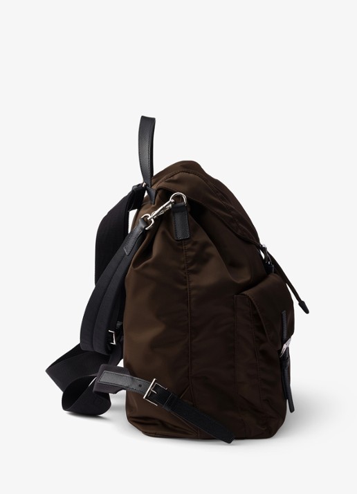 Prada Re-Nylon rugzak met leren details - detail 5 donkerbruin