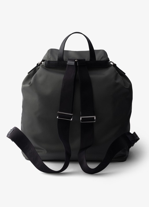Prada Re-Nylon rugzak met leren details - achterkant 4 donkergrijs