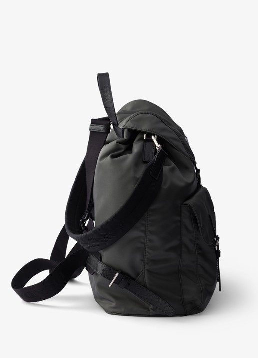 Prada Re-Nylon rugzak met leren details - detail donkergrijs
