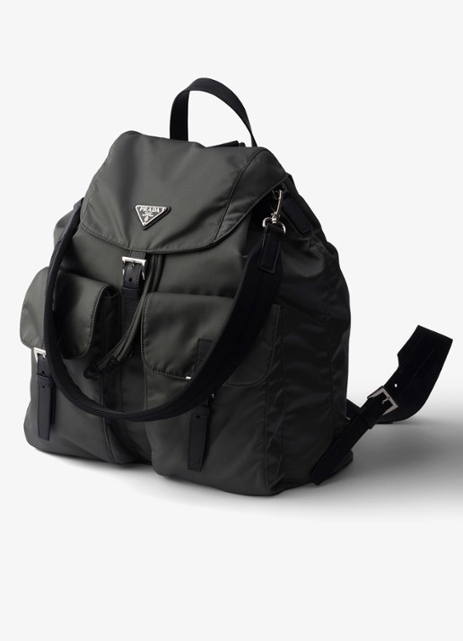 Prada Re-Nylon rugzak met leren details - voorkant 6 donkergrijs