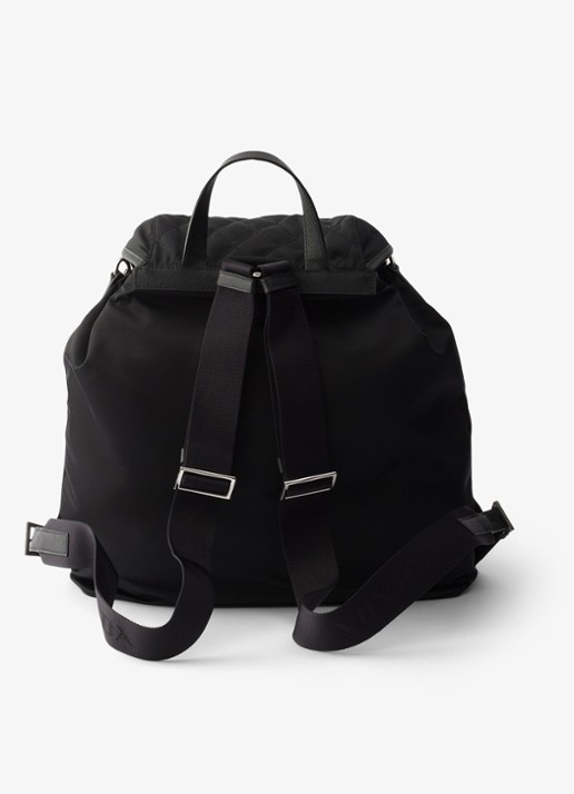 Prada Re-Nylon rugzak met leren details - achterkant zwart