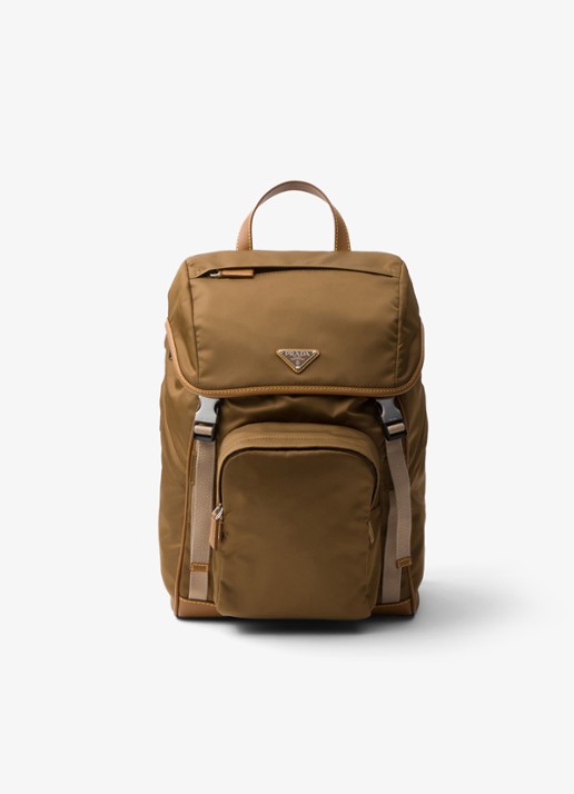 Prada Re-Nylon rugzak met leren details - voorkant 6 bruin