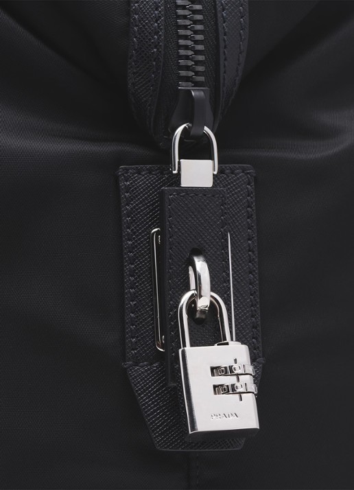 Prada Re-Nylon schoudertas met kalfsleren details - detail 6 zwart
